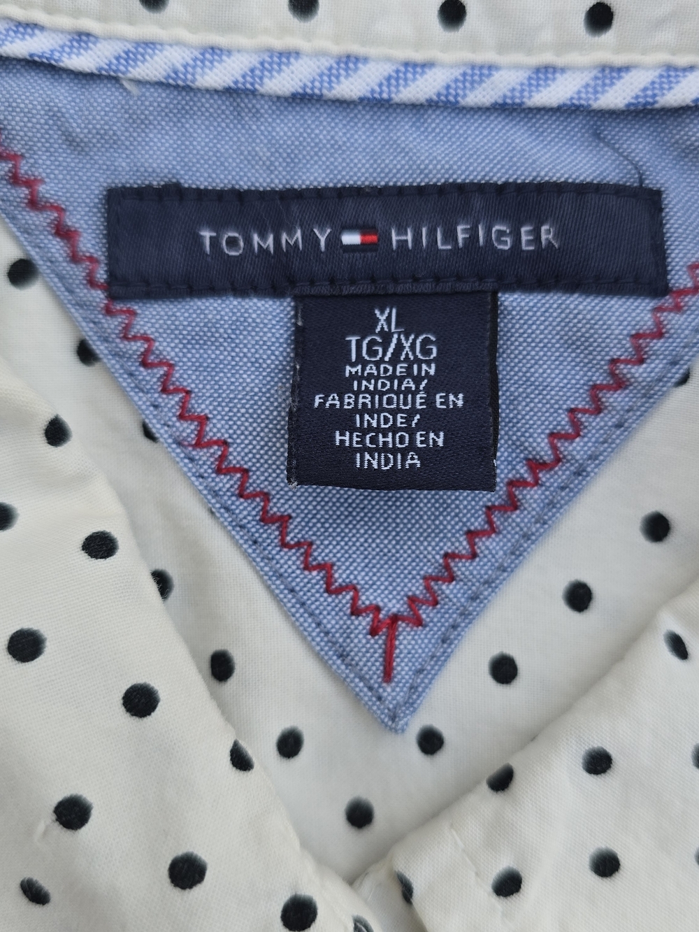 Tommy Hilfiger Cotton White Polka Dot Button-Up Shirt Size XL - Picture 4 of 8